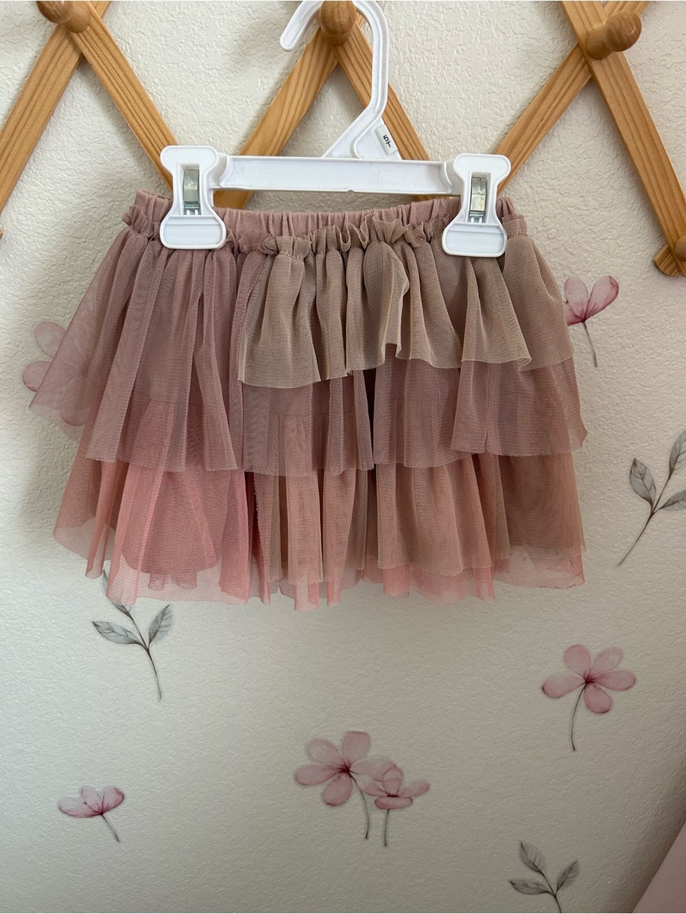 Zara Layered Tulle Skirt in Blush Pink and Beige